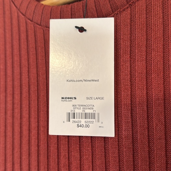 NINE WEST Rib Crewneck Sleeveless Terracotta Midi Dress NWT - Picture 5 of 9